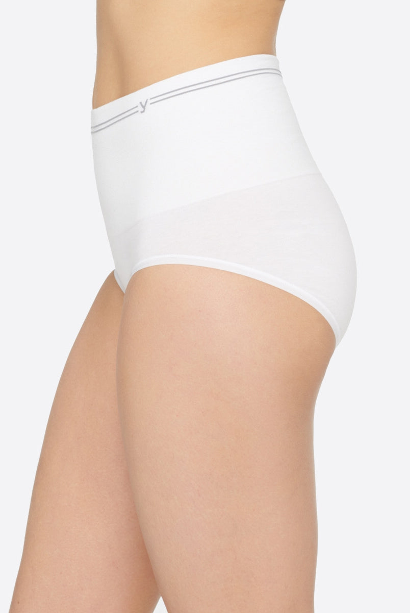 Yummie Seamless Cotton Shaping Brief - White - La Donna