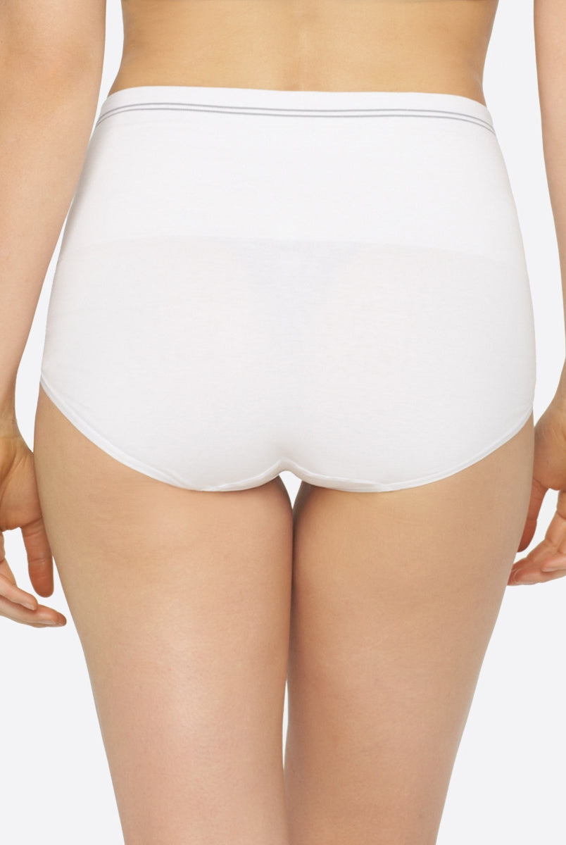 Yummie Seamless Cotton Shaping Brief - White - La Donna