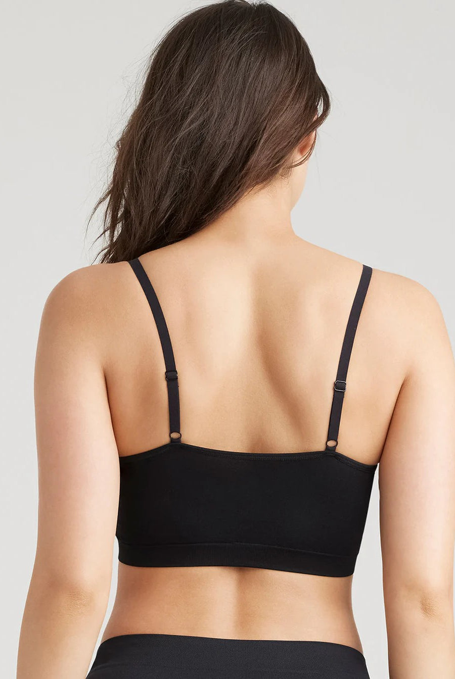 Yummie V-Neck Bralette with Removable Pads - Black - La Donna