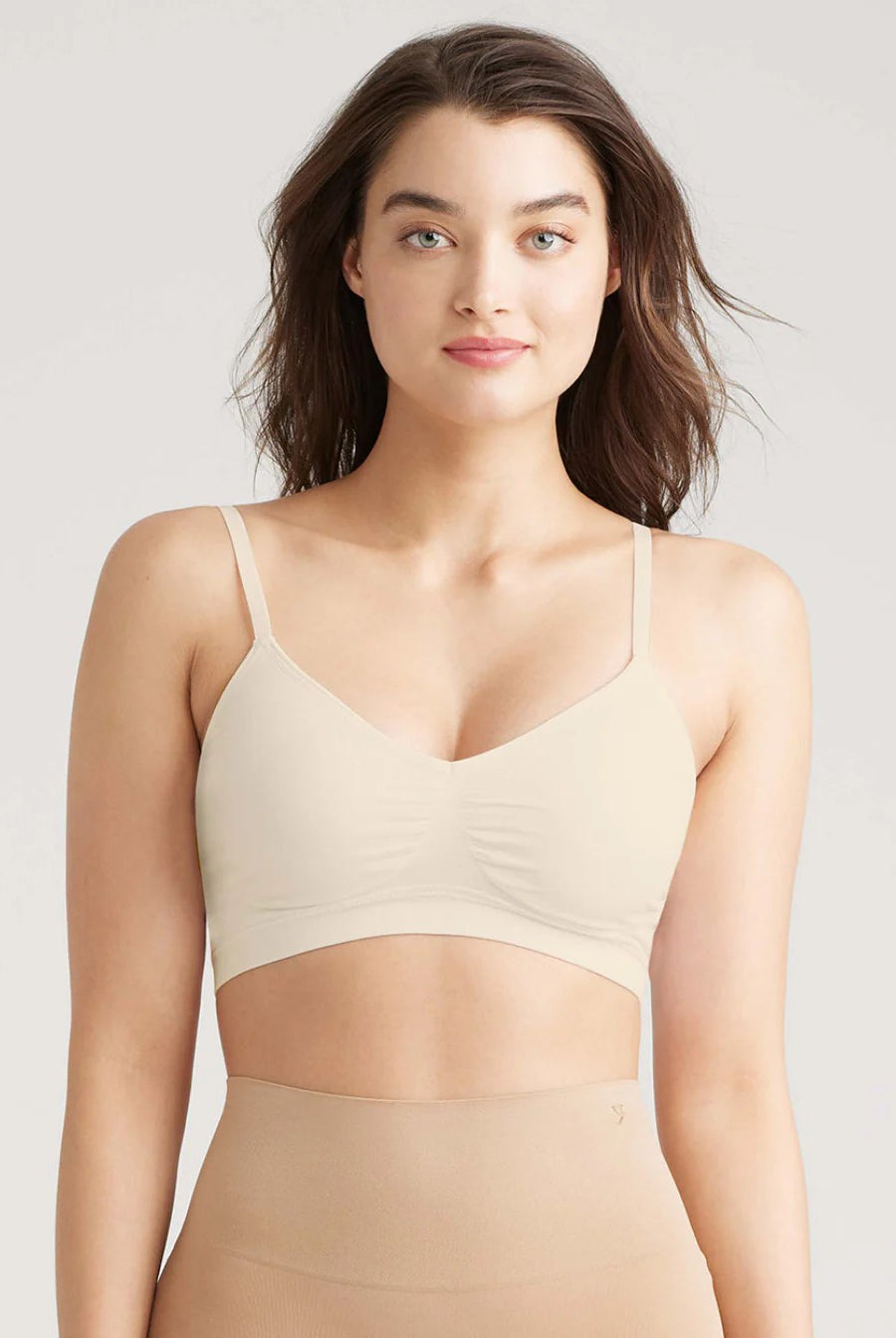 Yummie V-Neck Bralette with Removable Pads - Nude - La Donna