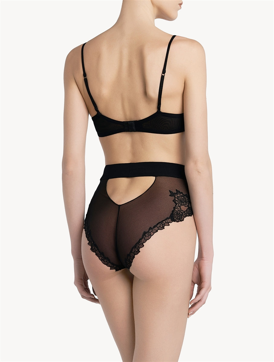 The Bella High Brief in Black combines a flawless and flattering silhouette with exquisite detailing.