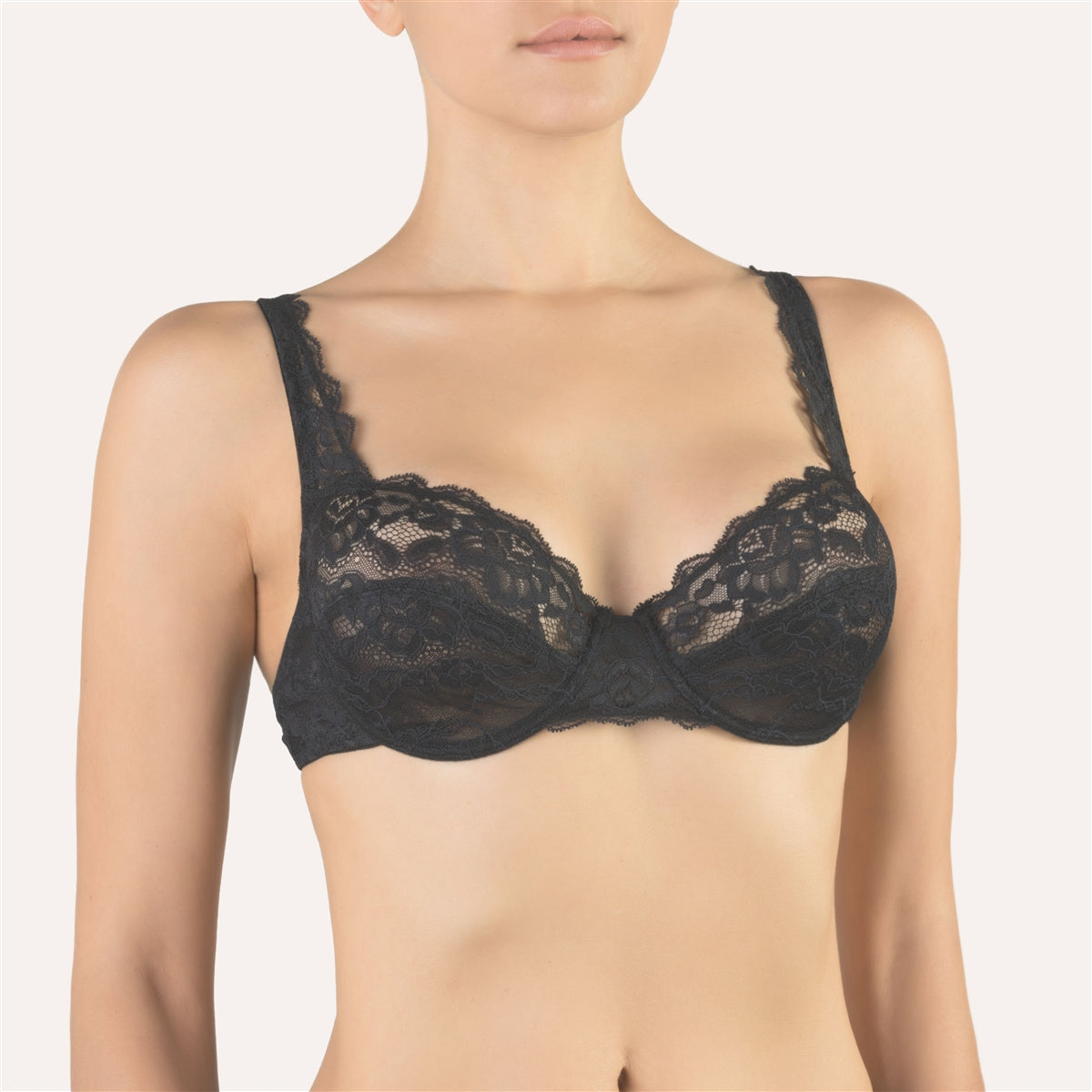 Beautiful designer black lace bra with underwire