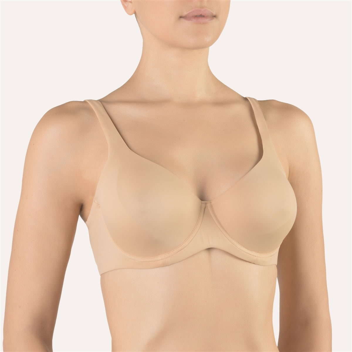 Nude soft full cup supportive bra with underwire made from a smooth microfibre fabric