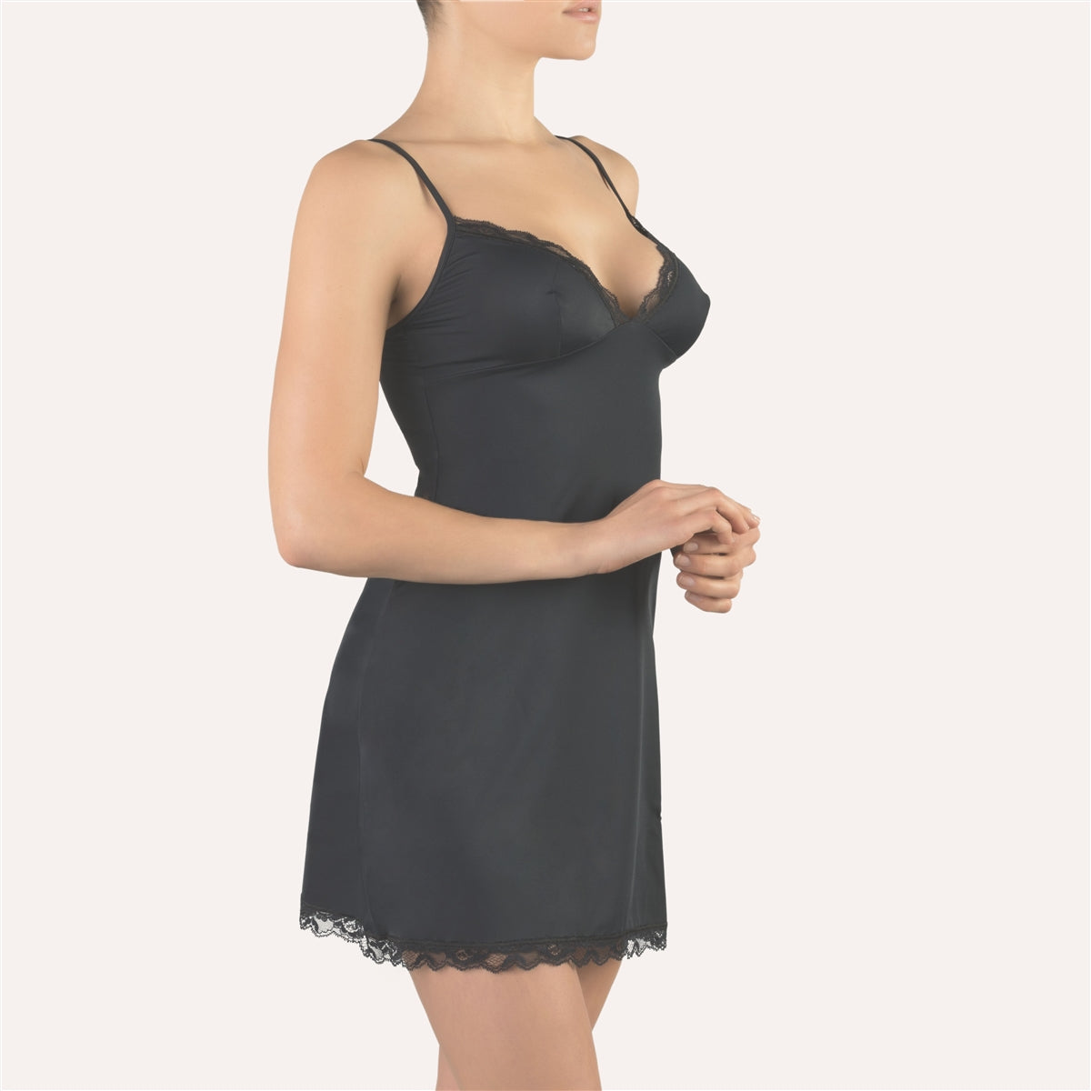 Cotton Club Sasha Chemise - Black - La Donna