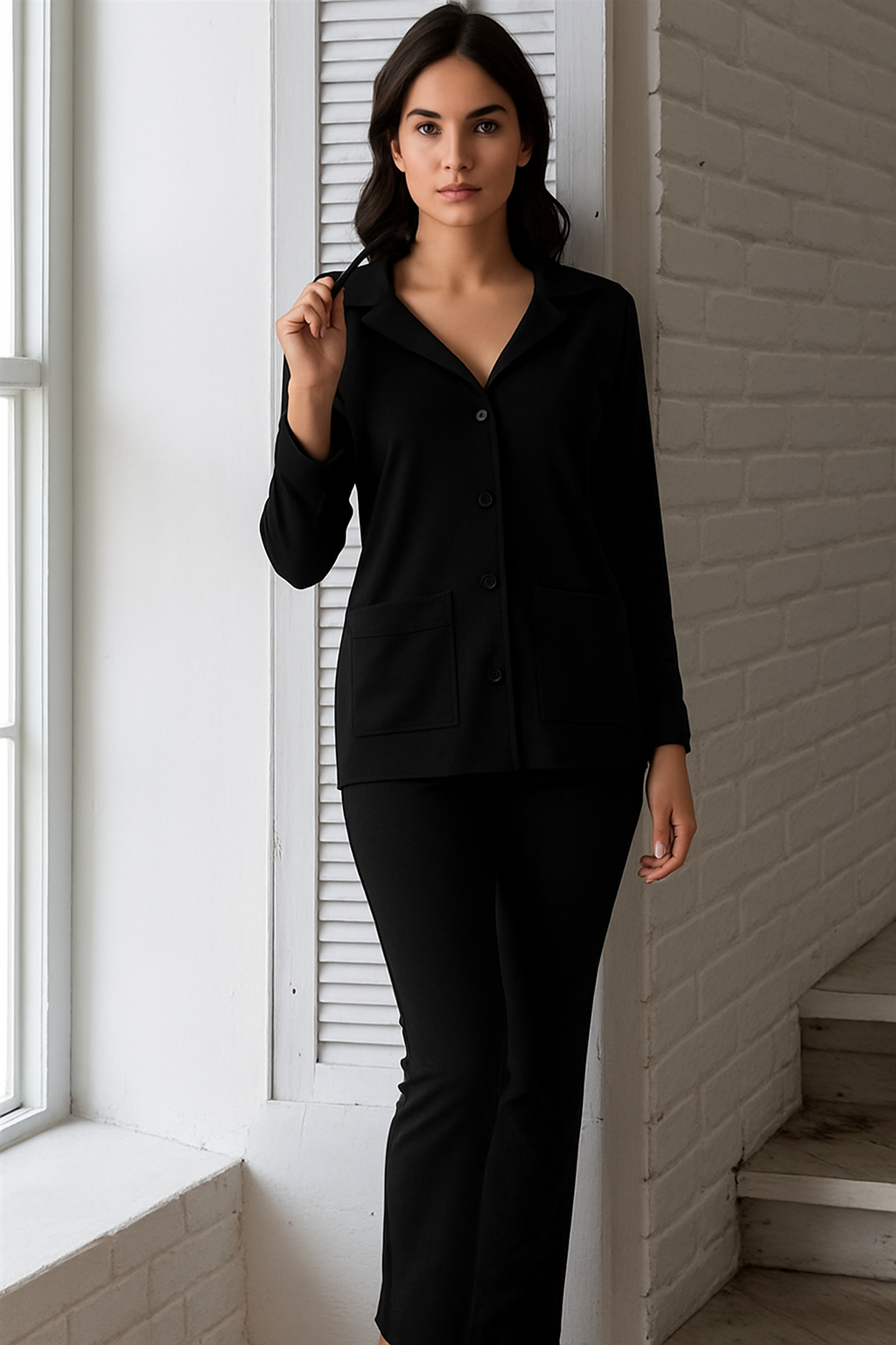 Cotton Club Satin Trim Viscose PJ Set - La Donna