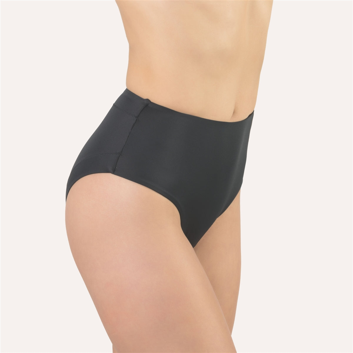 Black high waist and high leg cut microfibre brief