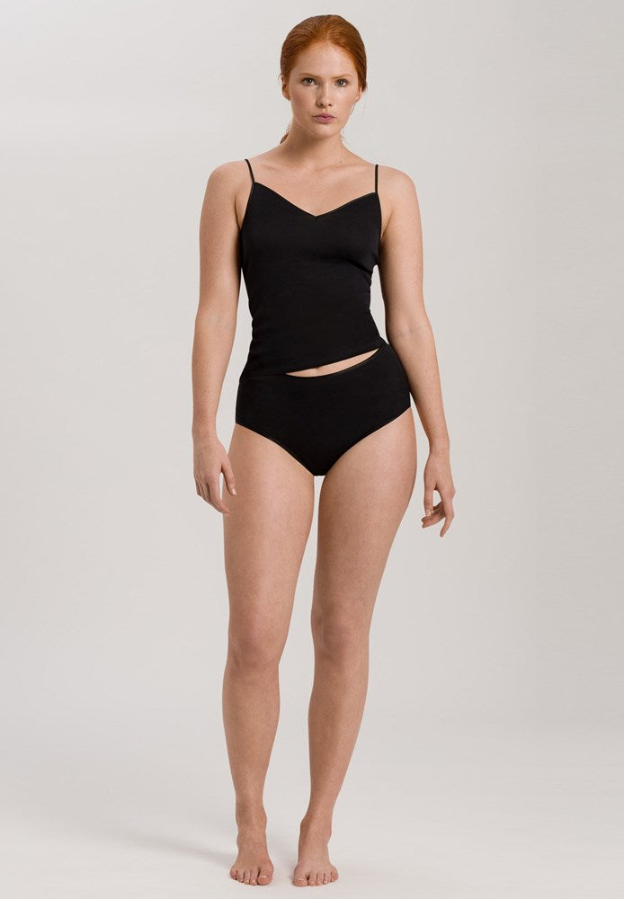 Hanro Cotton Seamless Maxi Briefs - Black - La Donna