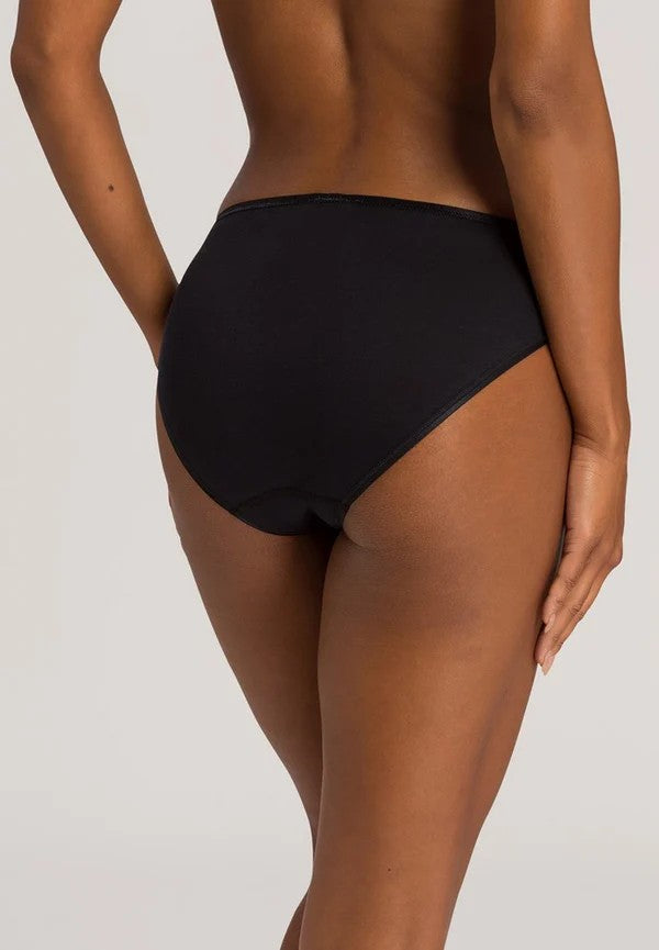 Hanro Cotton Seamless Midi Briefs - Black - La Donna