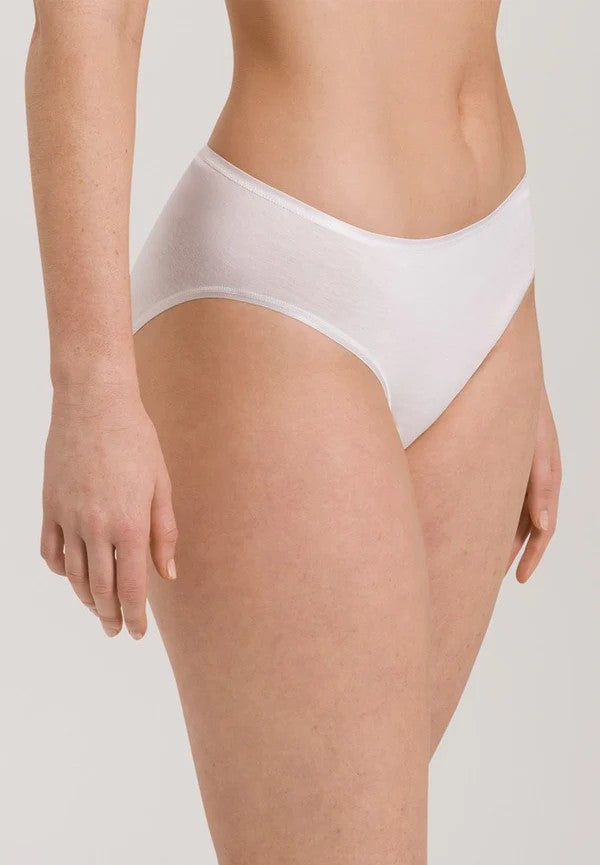 Hanro Cotton Seamless Midi Briefs - White - La Donna