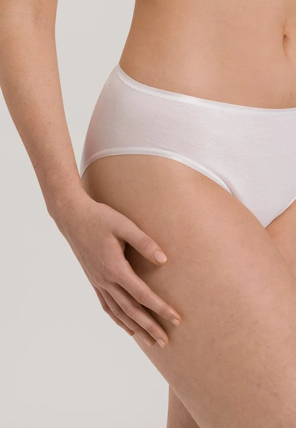 Hanro Cotton Seamless Midi Briefs - White - La Donna