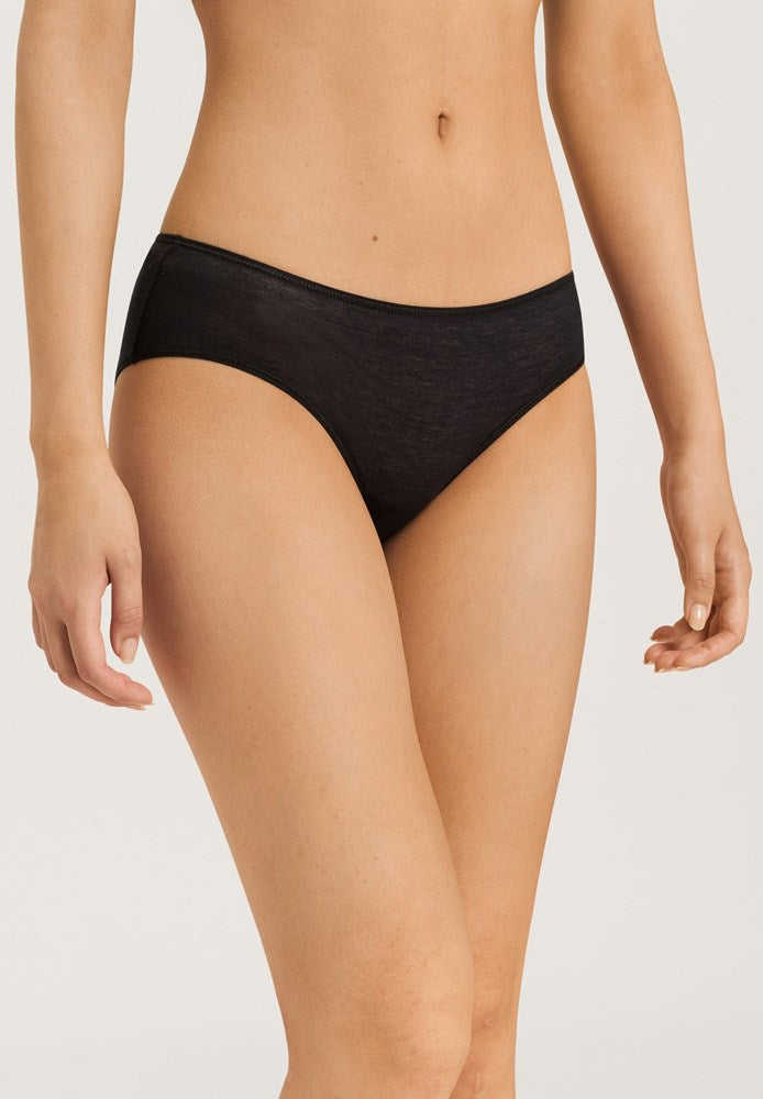 Hanro Ultralight Midi Cotton Briefs - Black - La Donna