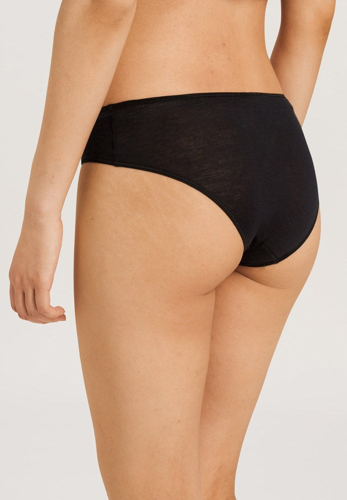 Hanro Ultralight Midi Cotton Briefs - Black - La Donna