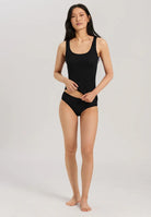 Hanro Ultralight Midi Cotton Briefs - Black - La Donna