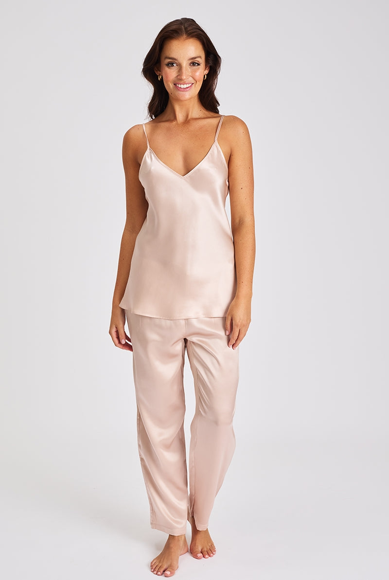 A beautiful premium quality silk sleep pant featuring and elastic waistband with drawstring.