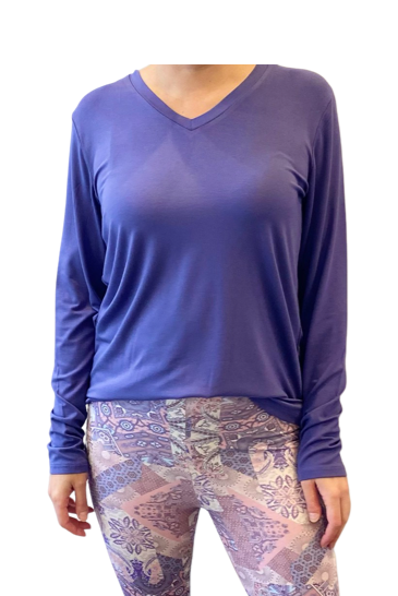 Blue long sleep modal top that is lightweight, super soft and comfortable