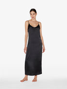 Luxurious designer long chemise made from pure silk featuring adjustable shoulder straps and a comfortable, flattering fit.