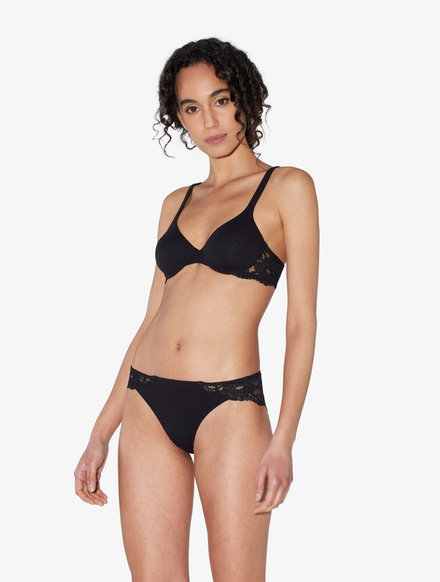 La Perla Souple Cotton Brazilian Brief - Black - La Donna
