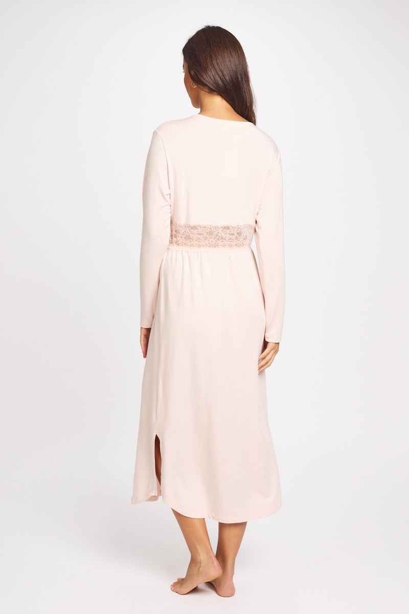 Love & Lustre Butterfly Long Sleeve Modal Nightdress - Dusk Pink - La Donna