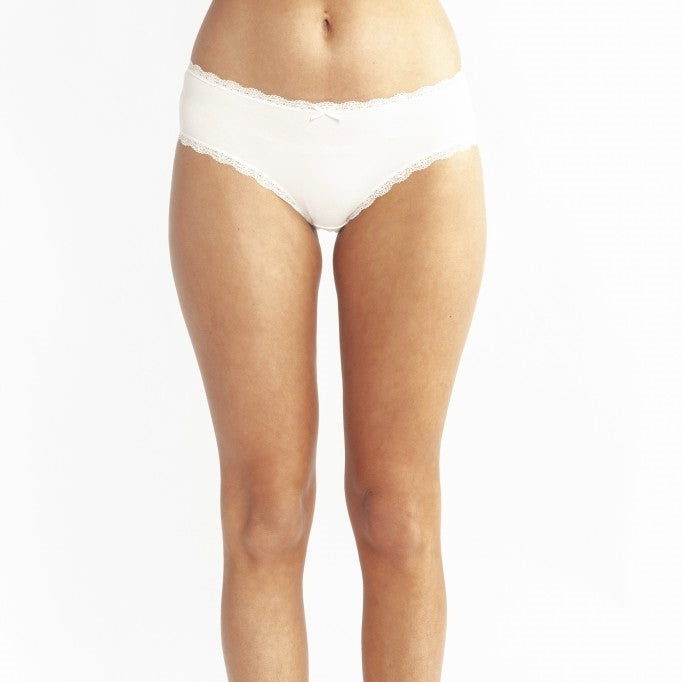 The perfect everyday brief made from a super soft cotton fabric trimmed with a delicate lace available in ivory and black