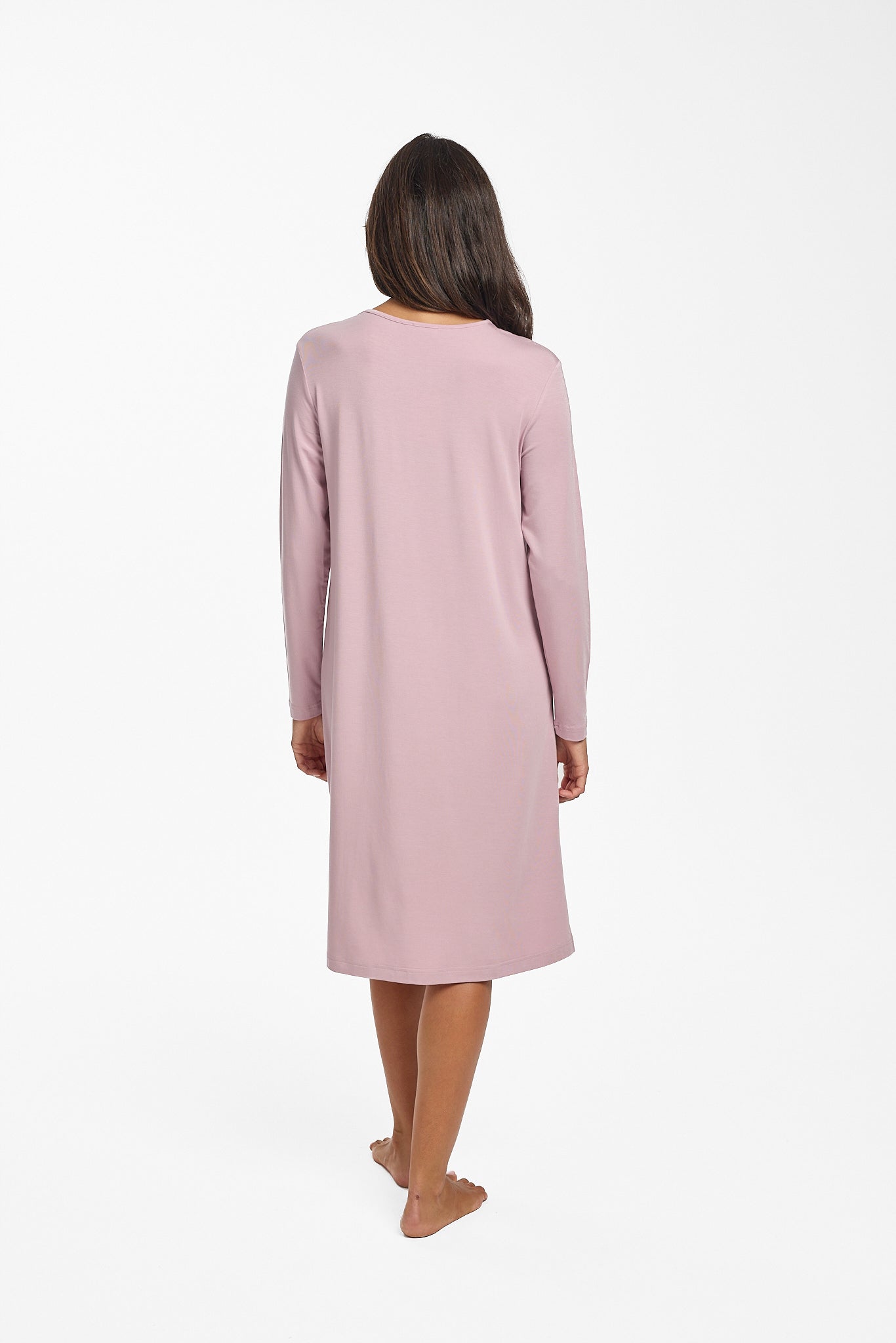 Love & Lustre Modal & Lace Long Sleeve Nightie - Crystal - La Donna