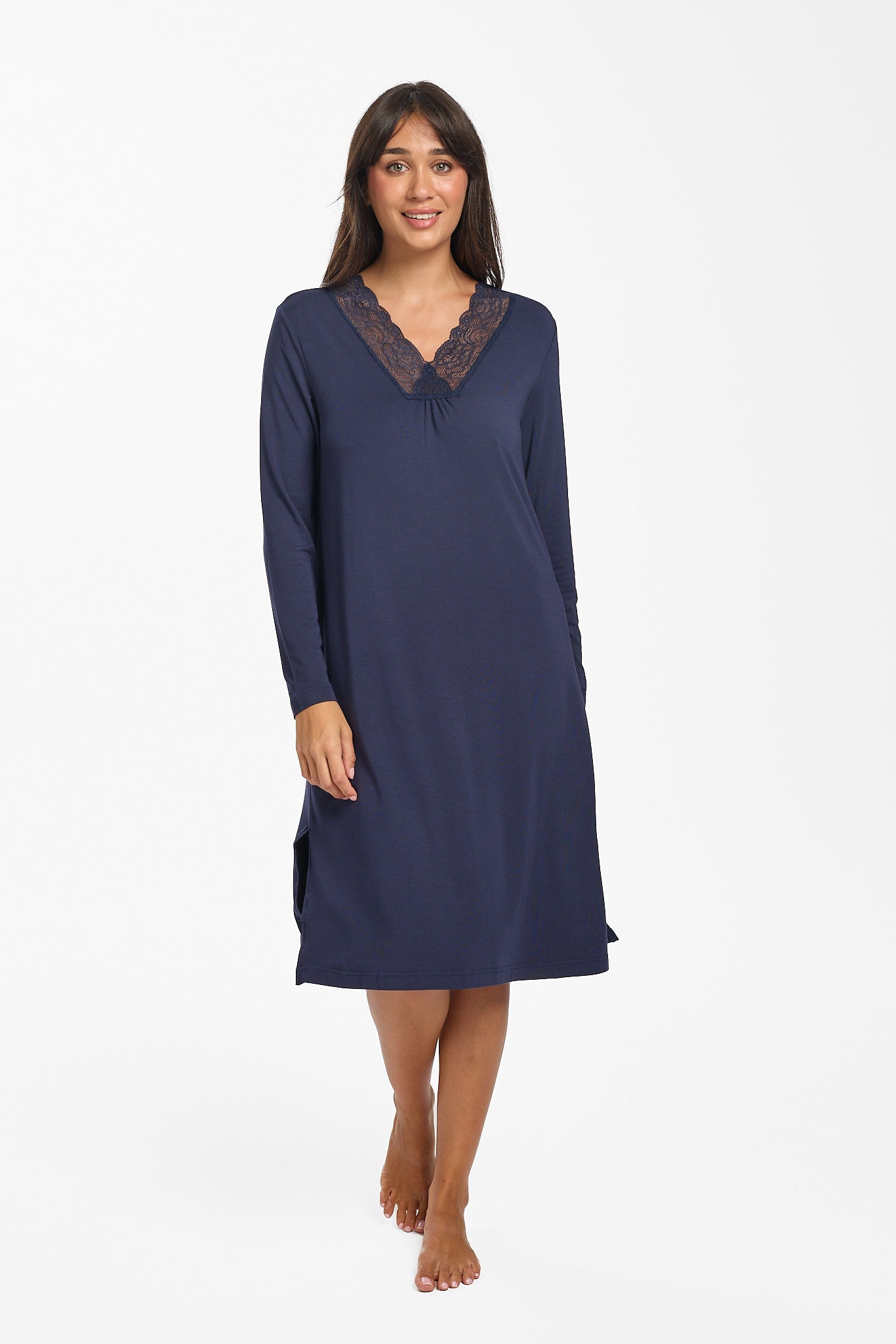 Love & Lustre Modal & Lace Long Sleeve Nightie - La Donna