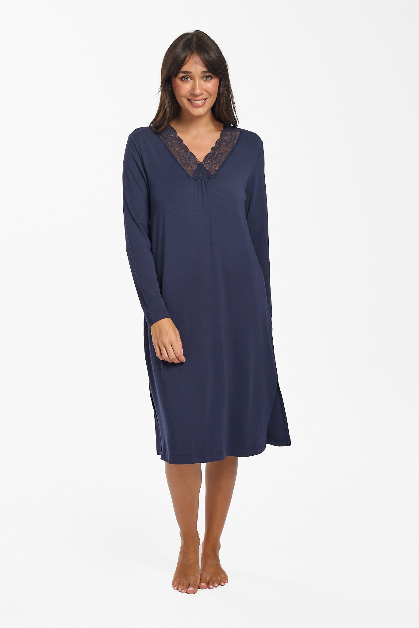 Love & Lustre Modal & Lace Long Sleeve Nightie - La Donna