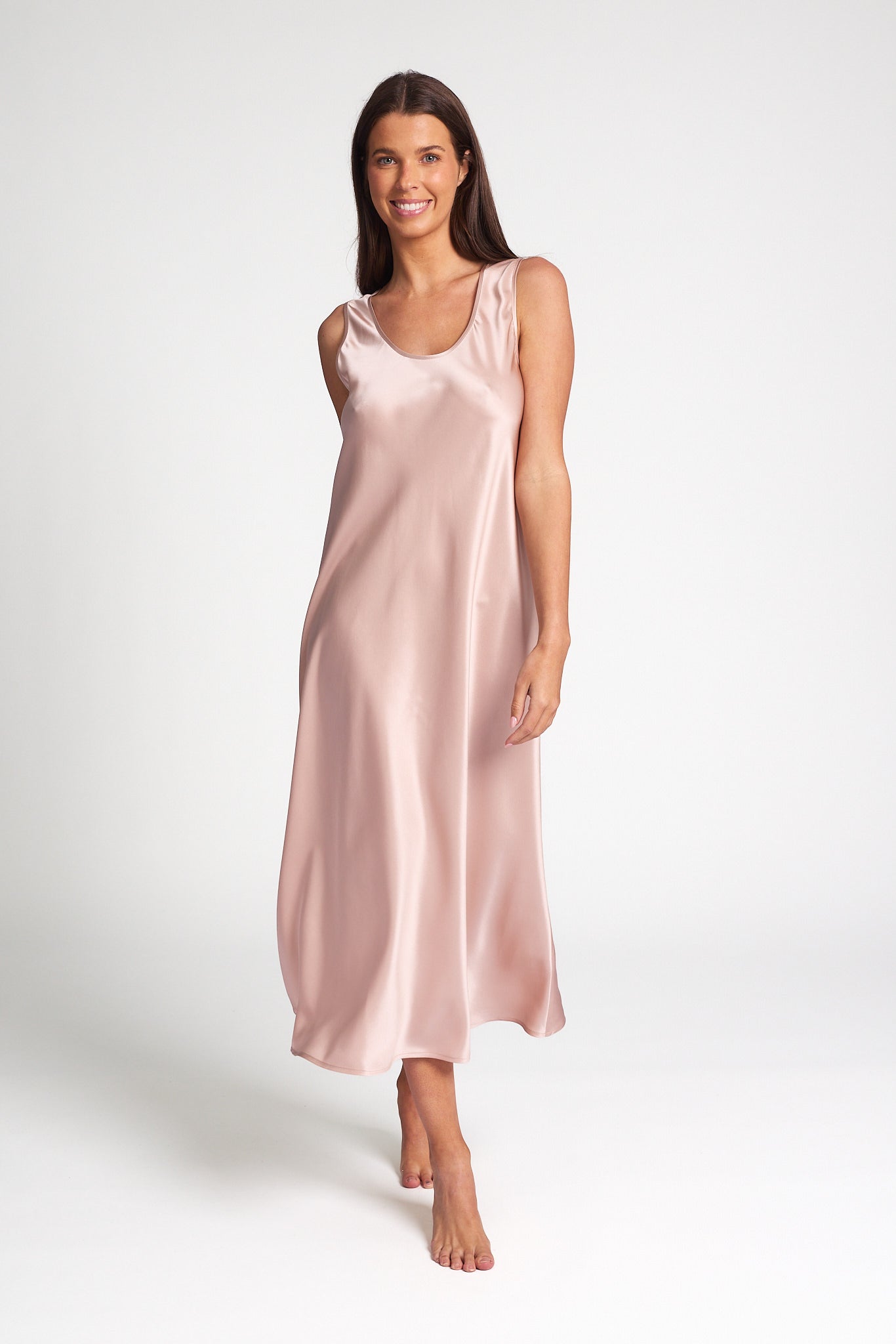 Love & Lustre Mono Silk Long Nightdress - Dusk Pink - La Donna