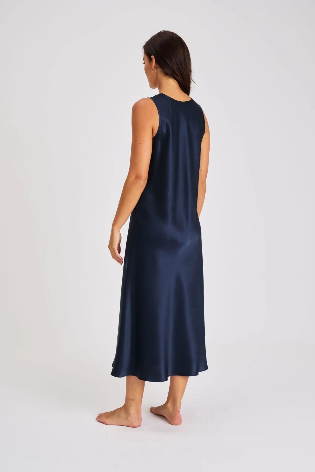 Love & Lustre Mono Silk Long Nightdress - Navy - La Donna
