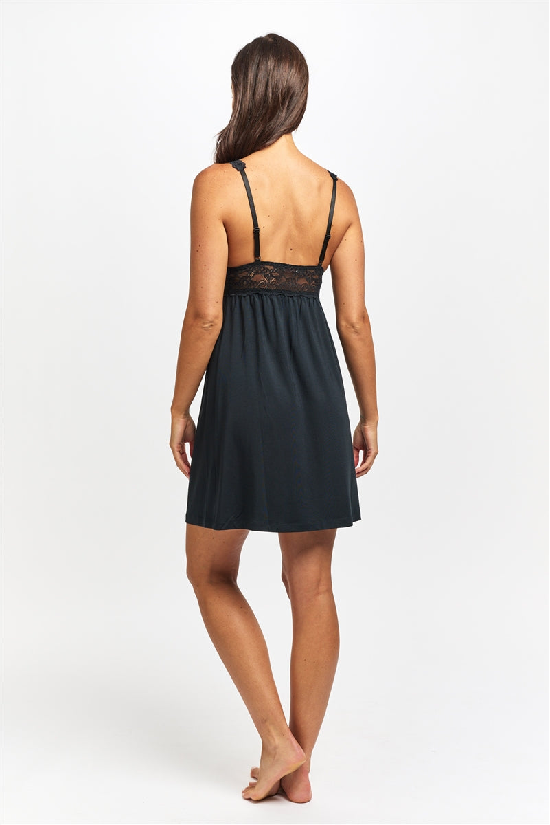 Love & Lustre Premium Modal Butterfly Short Nightdress - Black - La Donna