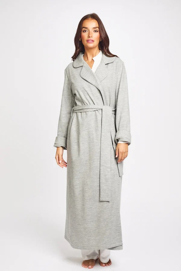 Love & Lustre Pure Wool Robe - Grey Marle - La Donna