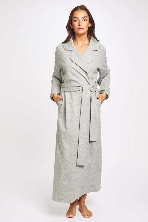 Love & Lustre Pure Wool Robe - Grey Marle - La Donna