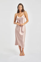 Love & Lustre Silk Chemise 3/4 Length - Dusk Pink - La Donna