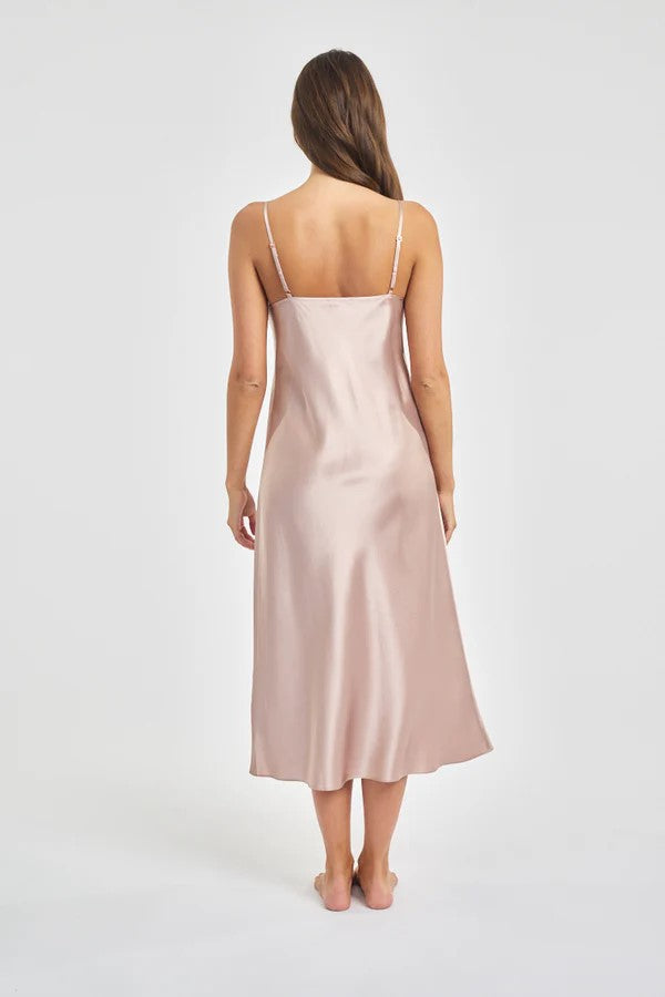 Love & Lustre Silk Chemise 3/4 Length - Dusk Pink - La Donna