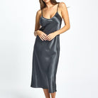 Love & Lustre Silk Chemise 3/4 Length - Monument - La Donna