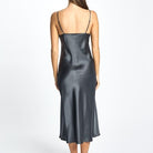 Love & Lustre Silk Chemise 3/4 Length - Monument - La Donna