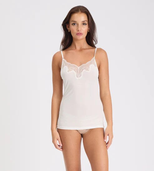 Love & Lustre Silk Jersey Lace Camisole - Ivory - La Donna