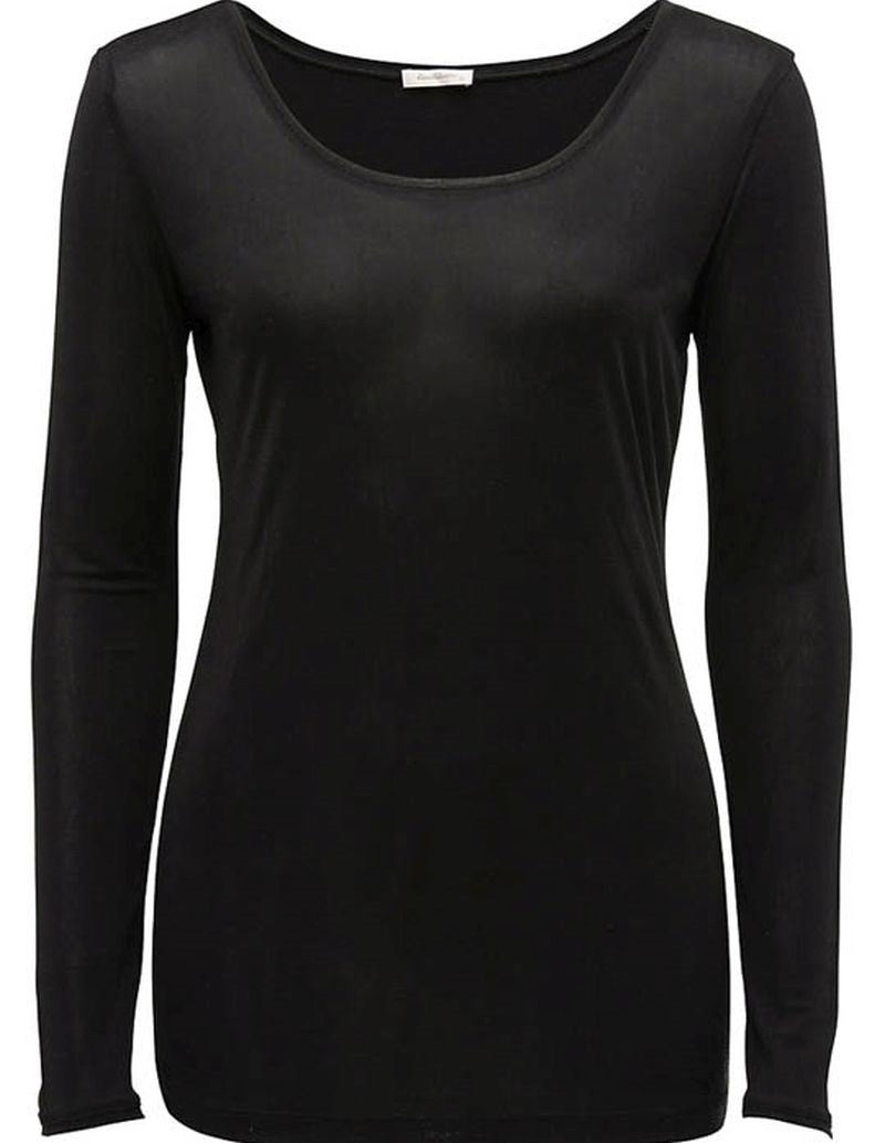 Love & Lustre Silk Jersey Long Sleeve Top - Black - La Donna