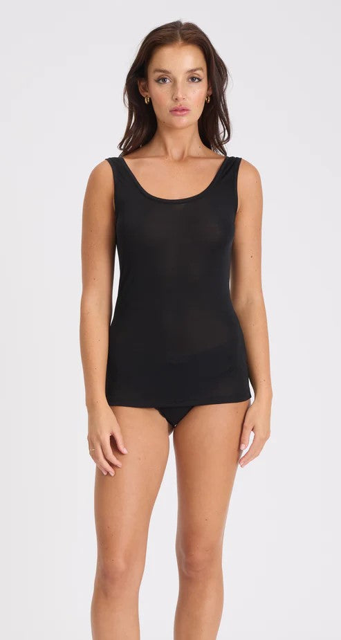 Love & Lustre Silk Jersey Tank - Black - La Donna