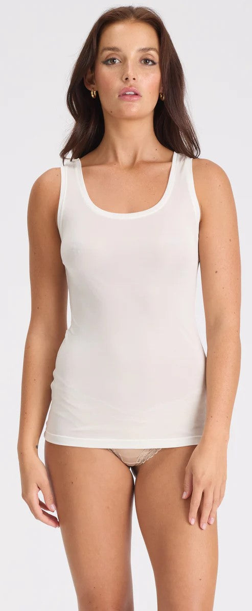 Love & Lustre Silk Jersey Tank - Ivory - La Donna