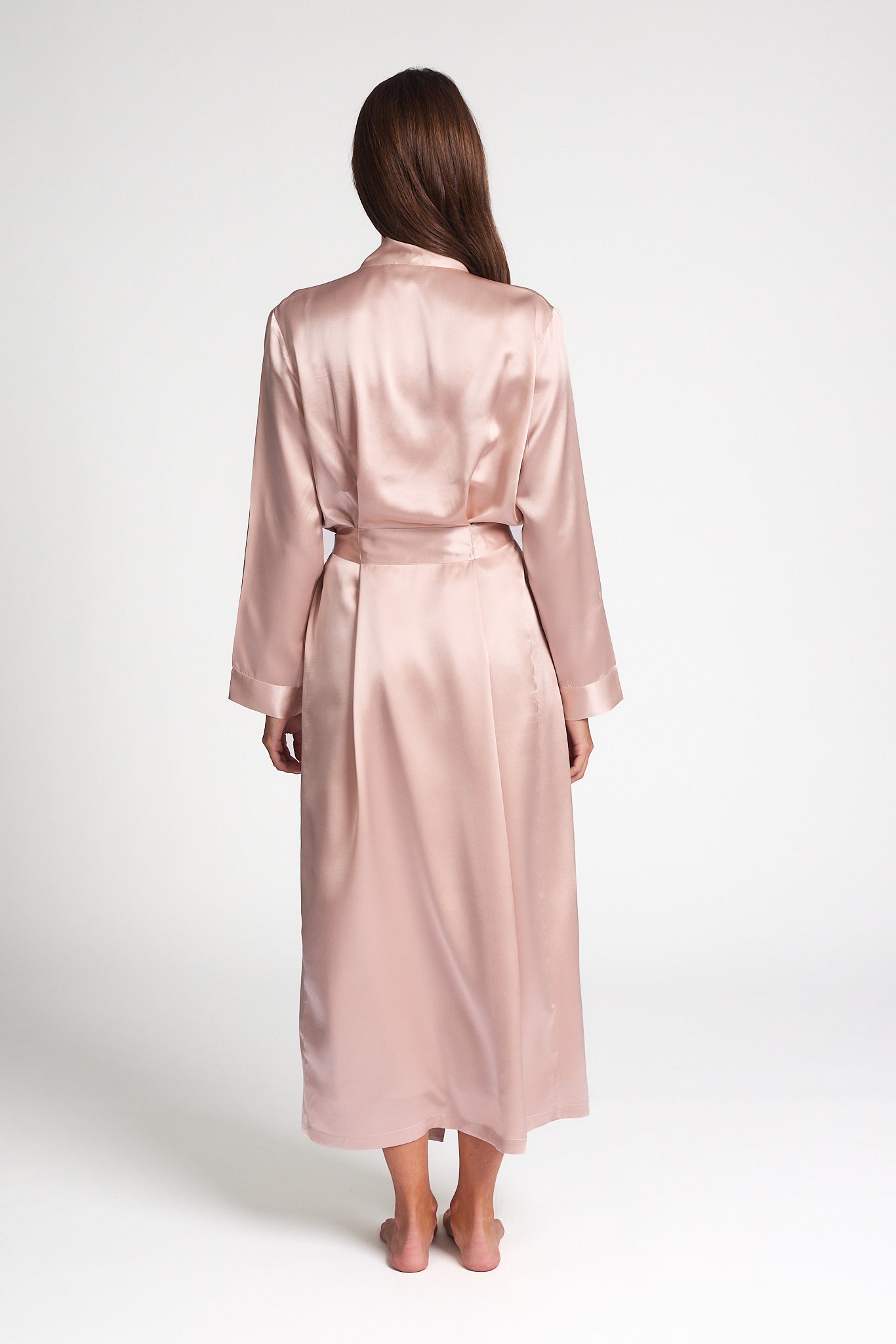 Love & Lustre Silk Long Robe - Dusk Pink - La Donna