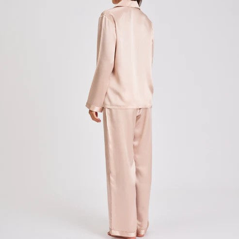 Love & Lustre Silk Piped PJ Set - Dusk Pink - La Donna