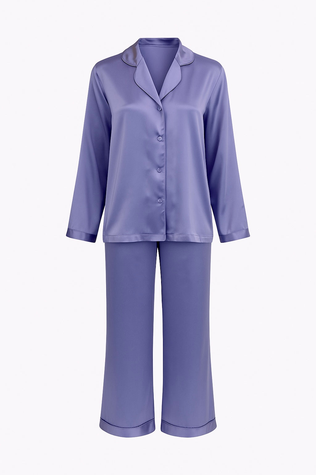 Love & Lustre Silk Piped PJ Set - Heron - La Donna