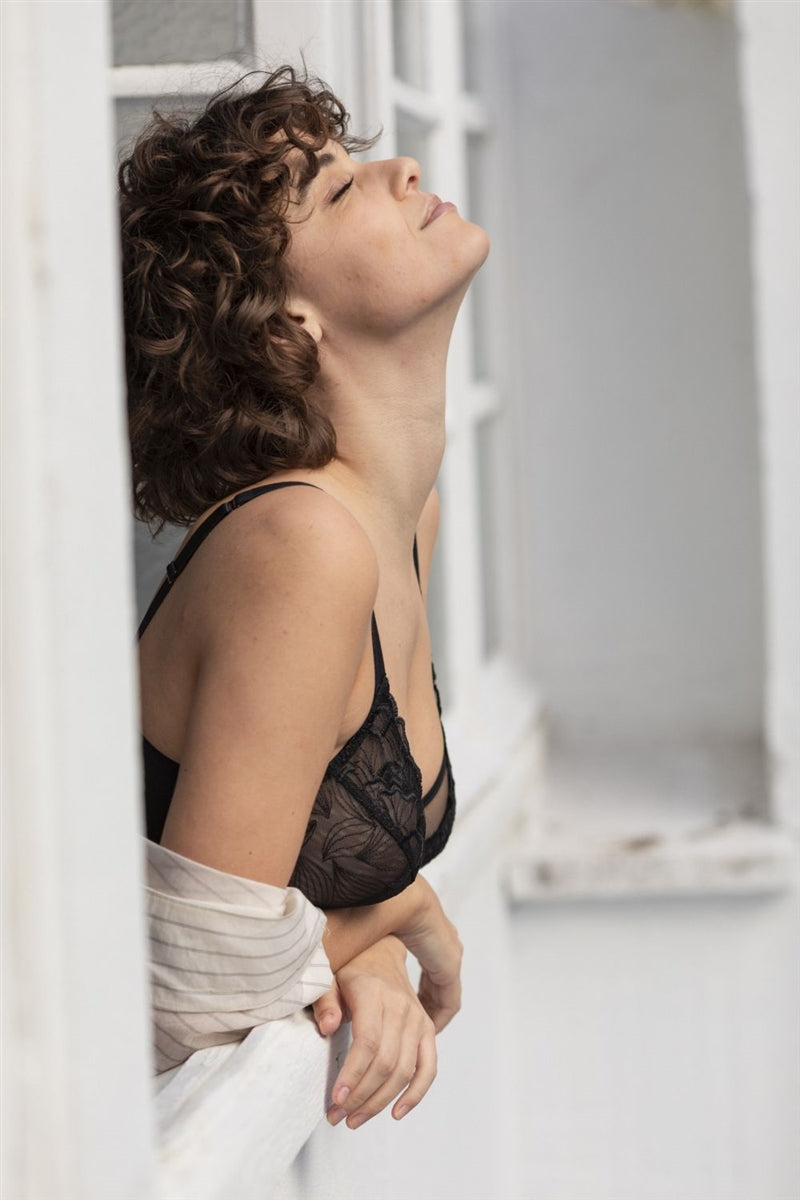 Maison Lejaby Flora Full Cup Bra - Black - La Donna