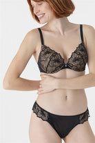 Maison Lejaby Flora High Waist Tanga - Black - La Donna