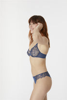 Maison Lejaby Flora High Waist Tanga - Stone Blue - La Donna