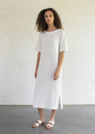 Long striped jersey cotton t-shirt nightdress in blue dream and milk stripes