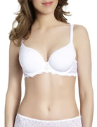 Full Coverage White Plunge Bra with Smooth Cups