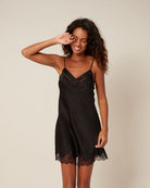 Simone Perele Nocturne Silk Chemise - Black - La Donna