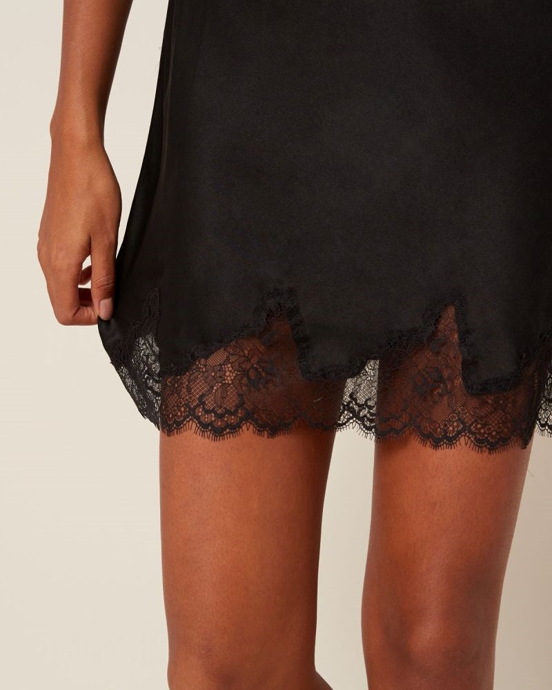 Simone Perele Nocturne Silk Chemise - Black - La Donna