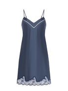 Simone Perele Nocturne Silk Chemise - Cinder Blue - La Donna